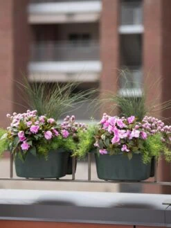 Self-Watering Saddle Railing Planter, 16" -Garden Pot Planter Sales Store 8592175GR 2430 tif