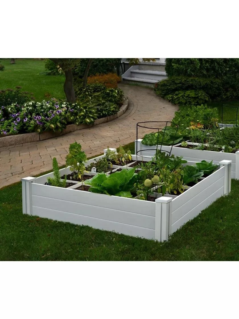 Raised Garden Bed With Grow Grid, 4' X 4' 3 Raised Garden Bed With Grow Grid, 4' X 4'