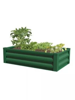Powder-Coated Metal Raised Garden Bed, 24" X 48" -Garden Pot Planter Sales Store 8599393 02V powder coated metal raised garden bed 24x49 forest green
