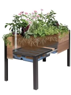 Self-Watering Eco-Stained Elevated Planter Box, 2' X 8' -Garden Pot Planter Sales Store 8609009 SW insert art 2021 tif 4
