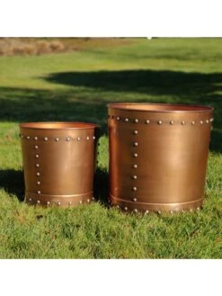 Riveted Planters, Set Of 2 -Garden Pot Planter Sales Store 8610081 03v