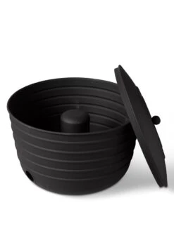 Matte Black Ribbed Hose Pot With Lid 9 Matte Black Ribbed Hose Pot With Lid -Garden Pot Planter Sales Store 8611991 5868 tif