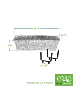 Achla Designs Handrail Flowerbox Bracket Kit For Rail -Garden Pot Planter Sales Store 8612883 02v