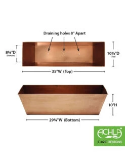 Achla Designs Plain Copper Plated Flower Box, Large -Garden Pot Planter Sales Store 8612915 03v