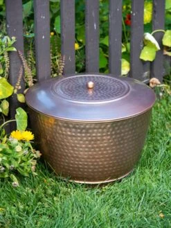 Hammered Copper Hose Pot With Lid -Garden Pot Planter Sales Store 8613311 0098