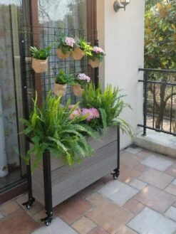 Mobile Deep Trough Planter With Trellis -Garden Pot Planter Sales Store 8614265 06V