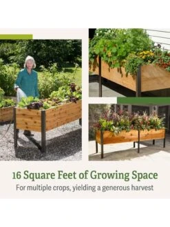 Self-Watering Eco-Stained Elevated Planter Box, 2' X 8' -Garden Pot Planter Sales Store b00eow8fhu raisedbed feature 2 3
